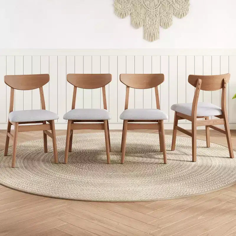 GDFStudio Maddox - Chaises modernes (lot de 4) avec dossier en bois courbé et assise en tissu gris