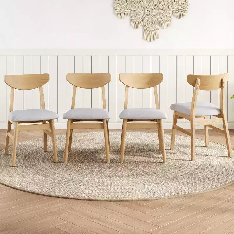 GDFStudio Maddox - Chaises modernes (lot de 4) avec dossier en bois courbé et assise en tissu gris