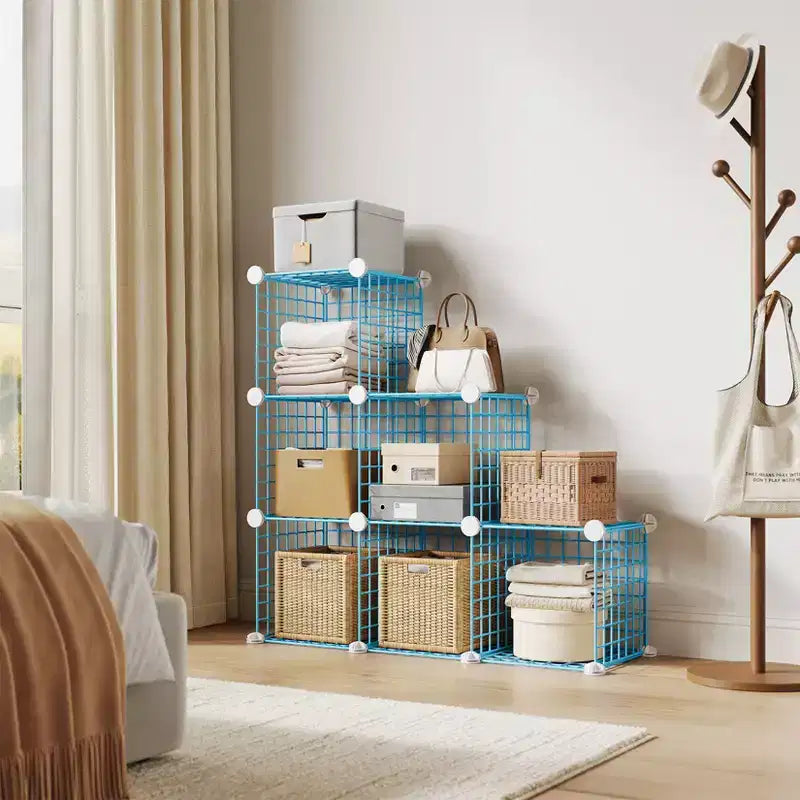 Étagère de rangement modulaire à 6 casiers en fil métallique, casiers de rangement métalliques, meuble de rangement ouvert pour entrée, chambre, salon, bureau