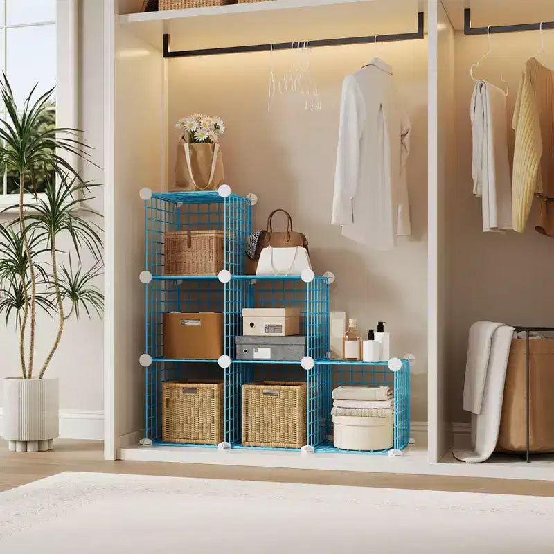 Étagère de rangement modulaire à 6 casiers en fil métallique, casiers de rangement métalliques, meuble de rangement ouvert pour entrée, chambre, salon, bureau