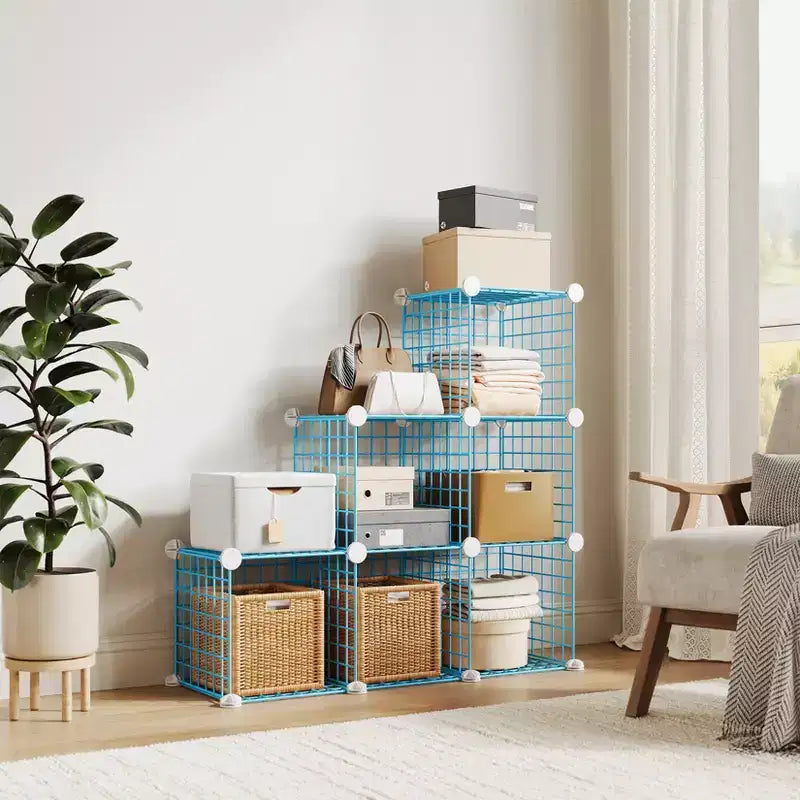 Étagère de rangement modulaire à 6 casiers en fil métallique, casiers de rangement métalliques, meuble de rangement ouvert pour entrée, chambre, salon, bureau