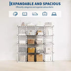 Étagère de rangement modulaire à 6 casiers en fil métallique, casiers de rangement métalliques, meuble de rangement ouvert pour entrée, chambre, salon, bureau