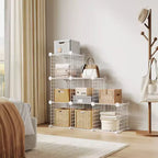 Étagère de rangement modulaire à 6 casiers en fil métallique, casiers de rangement métalliques, meuble de rangement ouvert pour entrée, chambre, salon, bureau