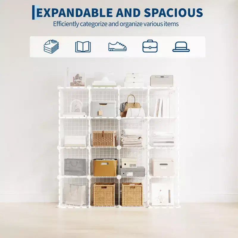 Étagère de rangement modulaire à 6 casiers en fil métallique, casiers de rangement métalliques, meuble de rangement ouvert pour entrée, chambre, salon, bureau