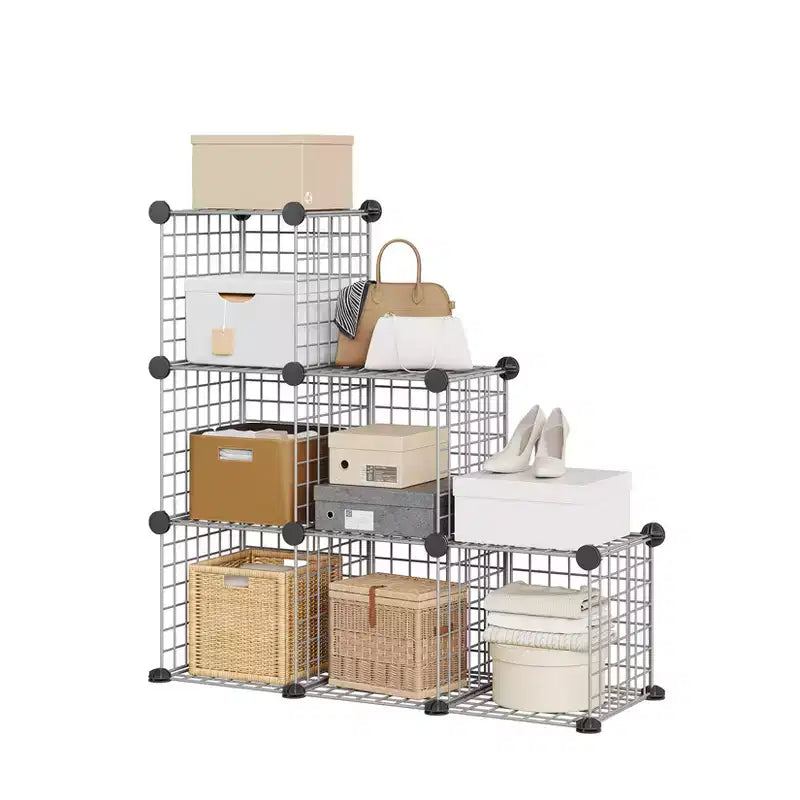 Étagère de rangement modulaire à 6 casiers en fil métallique, casiers de rangement métalliques, meuble de rangement ouvert pour entrée, chambre, salon, bureau