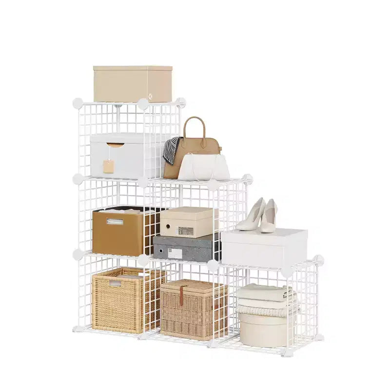 Étagère de rangement modulaire à 6 casiers en fil métallique, casiers de rangement métalliques, meuble de rangement ouvert pour entrée, chambre, salon, bureau