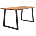 vidaXL Table de salle à manger à bord naturel Table de dîner pour cuisine Bois d'acacia massif