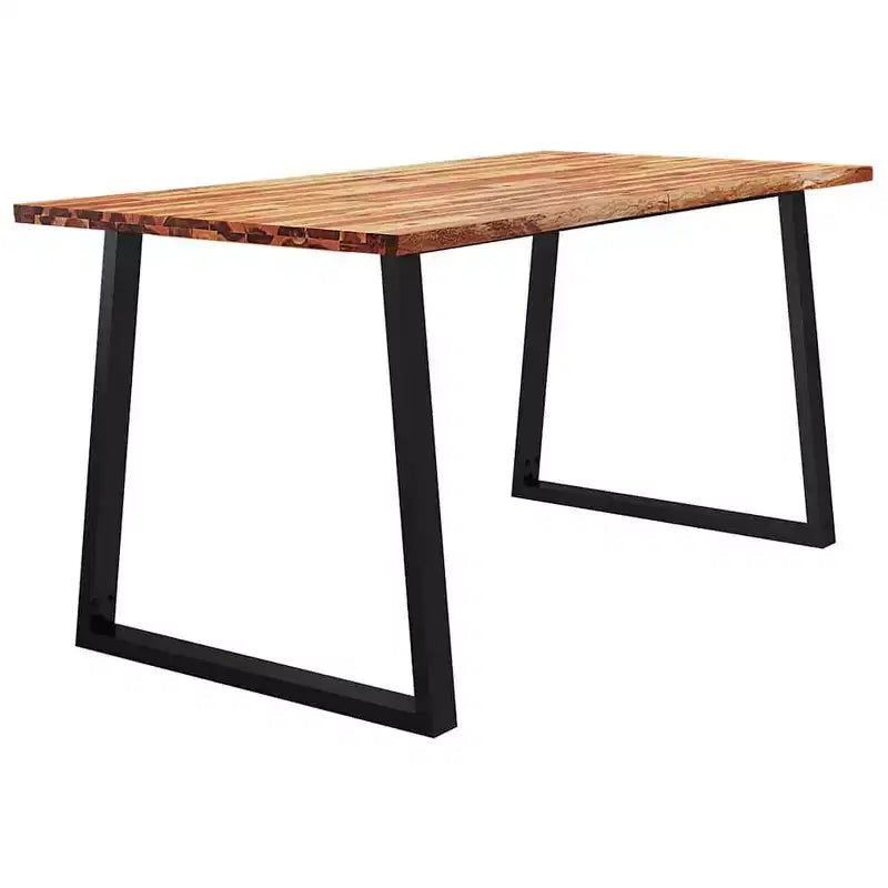 vidaXL Table de salle à manger à bord naturel Table de dîner pour cuisine Bois d'acacia massif