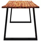 vidaXL Table de salle à manger à bord naturel Table de dîner pour cuisine Bois d'acacia massif