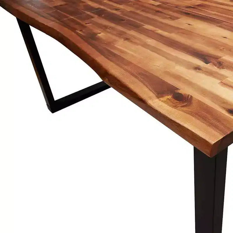 vidaXL Table de salle à manger à bord naturel Table de dîner pour cuisine Bois d'acacia massif