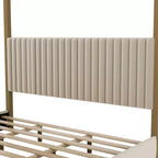 Luxystar Lit plateforme moderne à baldaquin King Size avec tête de lit rembourrée et cadre en métal