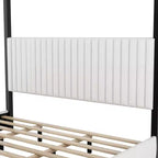 Luxystar Lit plateforme moderne à baldaquin King Size avec tête de lit rembourrée et cadre en métal