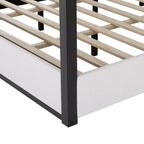 Luxystar Lit plateforme moderne à baldaquin King Size avec tête de lit rembourrée et cadre en métal