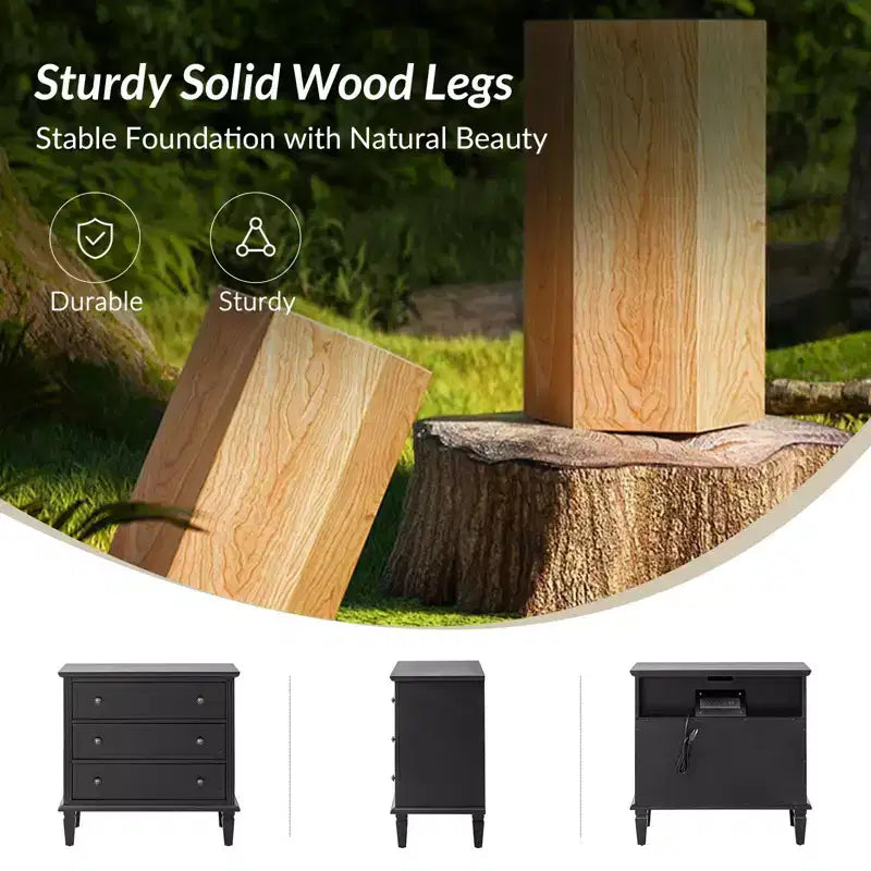 Lot de 2 tables d'appoint à 3 tiroirs Teodosia | Hulala Home-NOIR