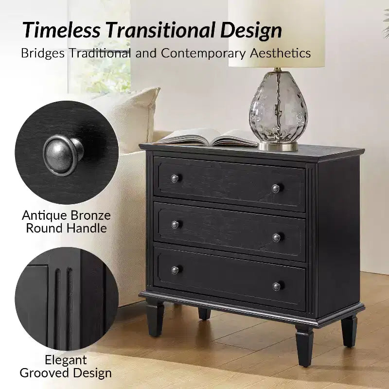 Lot de 2 tables d'appoint à 3 tiroirs Teodosia | Hulala Home-NOIR