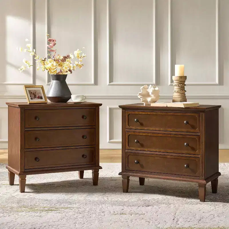 Lot de 2 tables d'appoint à 3 tiroirs Teodosia | Hulala Home-NOIR