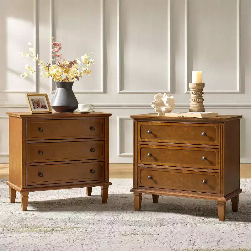 Lot de 2 tables d'appoint à 3 tiroirs Teodosia | Hulala Home-NOIR