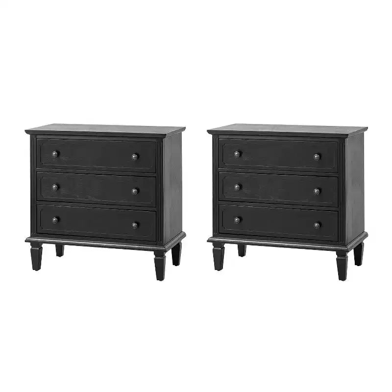 Lot de 2 tables d'appoint à 3 tiroirs Teodosia | Hulala Home-NOIR