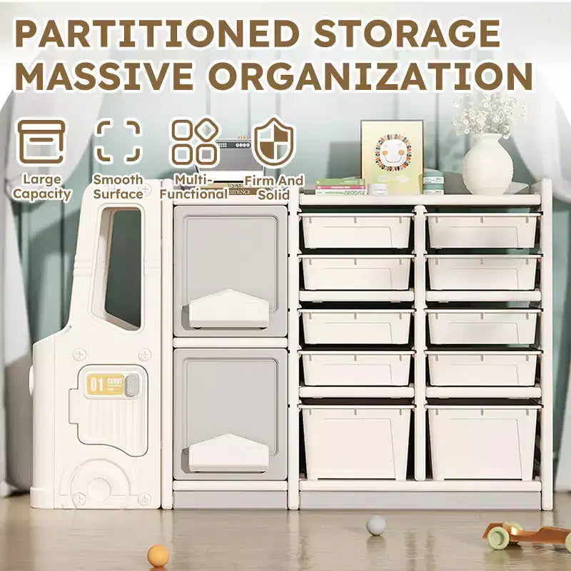 Meuble de rangement pour jouets d'enfants, favorise l'autonomie, gain de place, facile à nettoyer, multifonctionnel et écologique