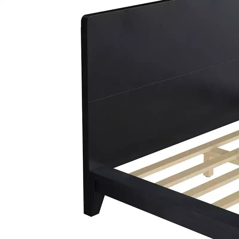 Lit plateforme et cadre de lit Whisen avec tête de lit et support à lattes en bois