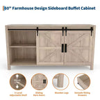 Buffet de salle à manger style ferme 60 po avec portes coulissantes de grange et 4 tiroirs, armoire de cuisine avec rangement pour salle à manger, bar à café