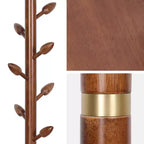Bekrvio Porte-manteau sur pied en bois avec 8 crochets en forme de bourgeons, base ronde stable, porte-manteau robuste en bois pour couloir et entrée, marron