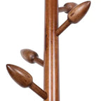 Bekrvio Porte-manteau sur pied en bois avec 8 crochets en forme de bourgeons, base ronde stable, porte-manteau robuste en bois pour couloir et entrée, marron