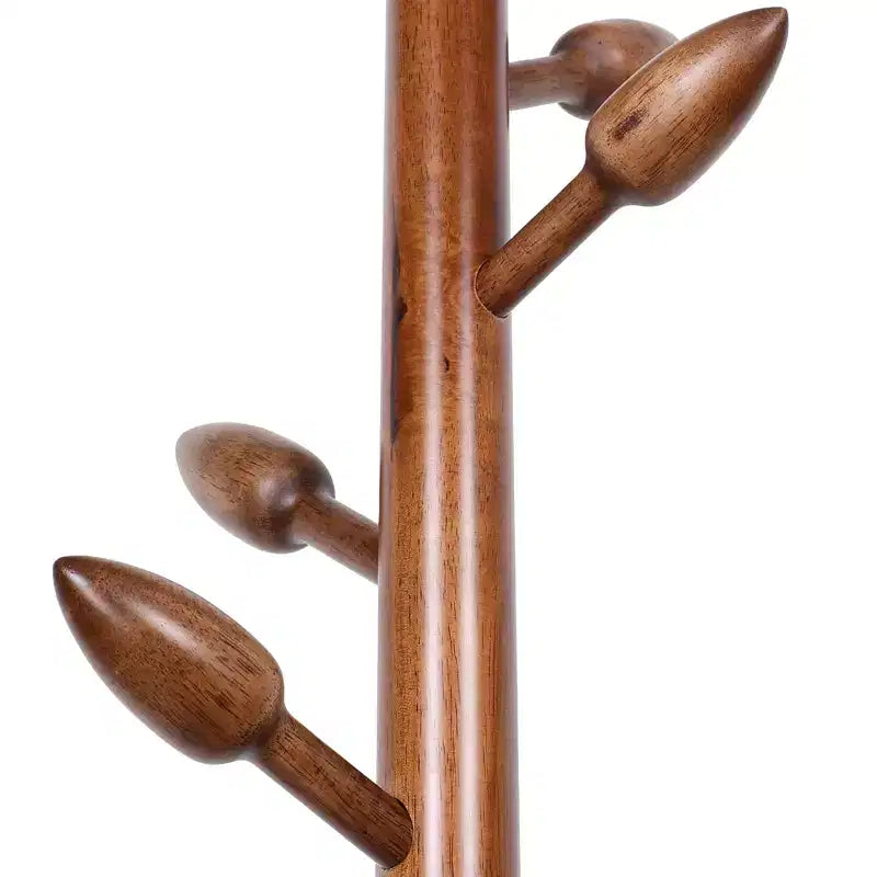 Bekrvio Porte-manteau sur pied en bois avec 8 crochets en forme de bourgeons, base ronde stable, porte-manteau robuste en bois pour couloir et entrée, marron