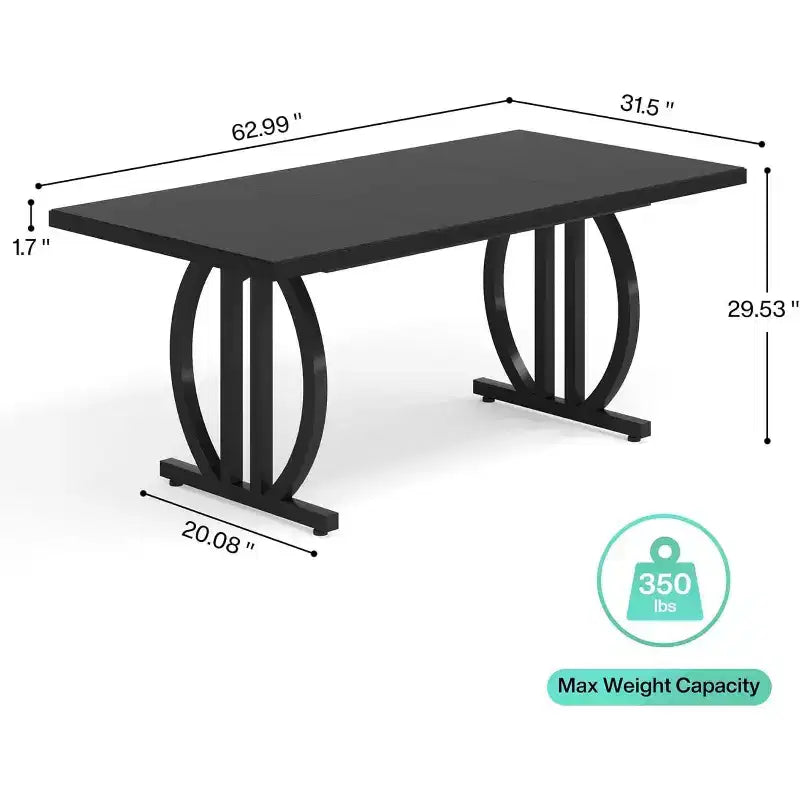 Lantine – Bureau informatique de 160 cm, bureau de direction moderne avec cadre en métal pour bureau à domicile, table d'étude/d'écriture, noir clair