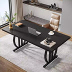 Lantine – Bureau informatique de 160 cm, bureau de direction moderne avec cadre en métal pour bureau à domicile, table d'étude/d'écriture, noir clair