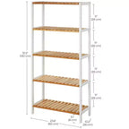SONGMICS Étagère de Rangement en Bambou, Étagère à 5 Niveaux, Multifonctionnelle, pour Entrée, Salle de Bain, 26 x 60 x 130 cm