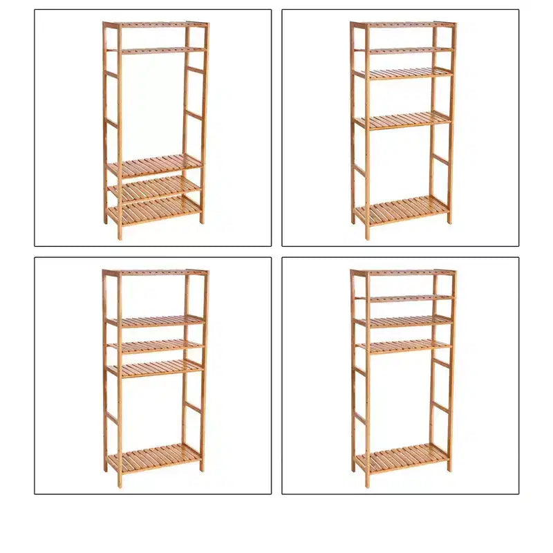SONGMICS Étagère de Rangement en Bambou, Étagère à 5 Niveaux, Multifonctionnelle, pour Entrée, Salle de Bain, 26 x 60 x 130 cm