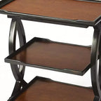 HomeRoots 29 table d'appoint rectangulaire en bois manufacturé cerisier avec deux étagères