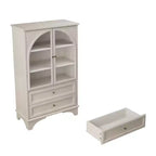 JVNOXK Meuble Vitrine Haute en Verre de 132,5 cm avec Rangement, 2 Tiroirs et Étagères Réglables, pour Salon et Chambre à Coucher, Blanc