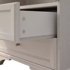 JVNOXK Meuble Vitrine Haute en Verre de 132,5 cm avec Rangement, 2 Tiroirs et Étagères Réglables, pour Salon et Chambre à Coucher, Blanc