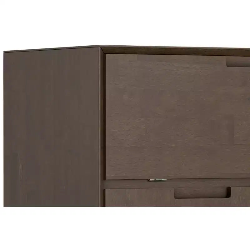 Devlin Armoire de bar moderne industrielle en bois massif de 32 pouces de large, rectangulaire, en noyer brun