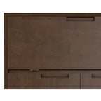 Devlin Armoire de bar moderne industrielle en bois massif de 32 pouces de large, rectangulaire, en noyer brun