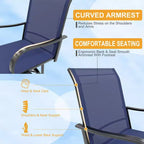 Lot de 2 tabourets de bar de patio pivotants à 360°, chaises de jardin hautes avec accoudoirs, cadre en métal résistant aux intempéries pour terrasse, pelouse, jardin