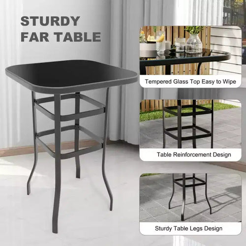 Lot de 2 tabourets de bar de patio pivotants à 360°, chaises de jardin hautes avec accoudoirs, cadre en métal résistant aux intempéries pour terrasse, pelouse, jardin