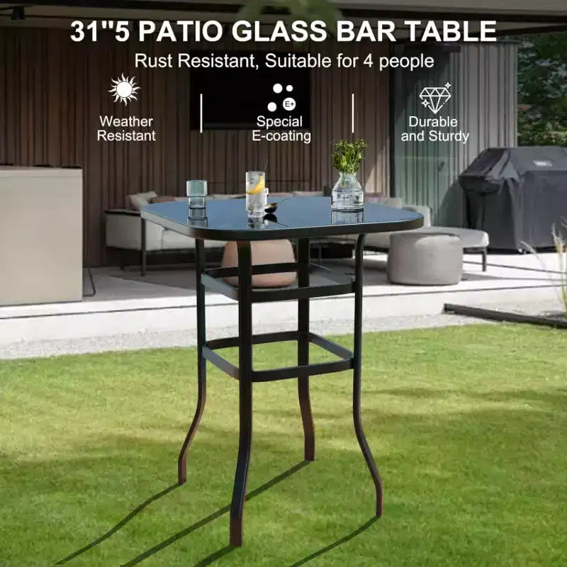 Lot de 2 tabourets de bar de patio pivotants à 360°, chaises de jardin hautes avec accoudoirs, cadre en métal résistant aux intempéries pour terrasse, pelouse, jardin
