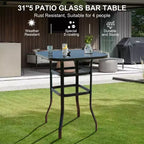 Lot de 2 tabourets de bar de patio pivotants à 360°, chaises de jardin hautes avec accoudoirs, cadre en métal résistant aux intempéries pour terrasse, pelouse, jardin