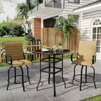 Lot de 2 tabourets de bar de patio pivotants à 360°, chaises de jardin hautes avec accoudoirs, cadre en métal résistant aux intempéries pour terrasse, pelouse, jardin