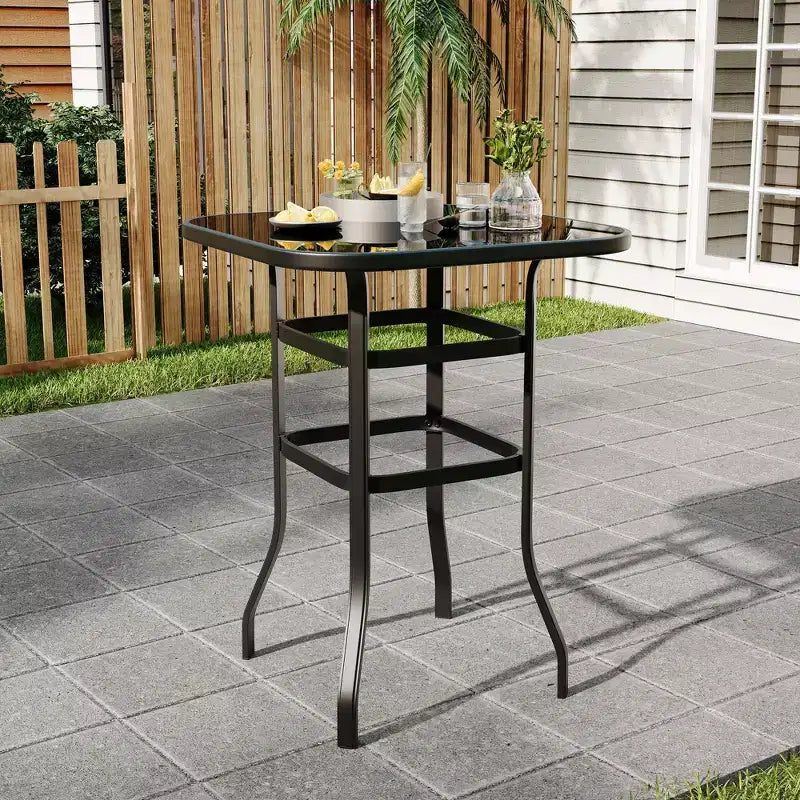 Lot de 2 tabourets de bar de patio pivotants à 360°, chaises de jardin hautes avec accoudoirs, cadre en métal résistant aux intempéries pour terrasse, pelouse, jardin
