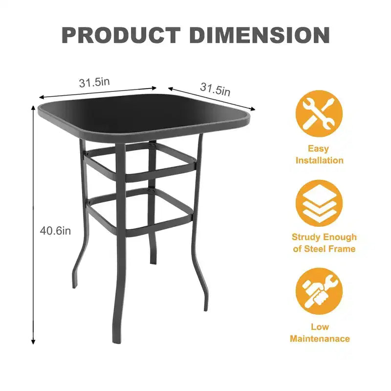 Lot de 2 tabourets de bar de patio pivotants à 360°, chaises de jardin hautes avec accoudoirs, cadre en métal résistant aux intempéries pour terrasse, pelouse, jardin