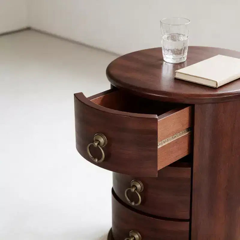 Table de chevet GDFStudio Lytton Mid-Century Modern en bois massif avec 4 tiroirs