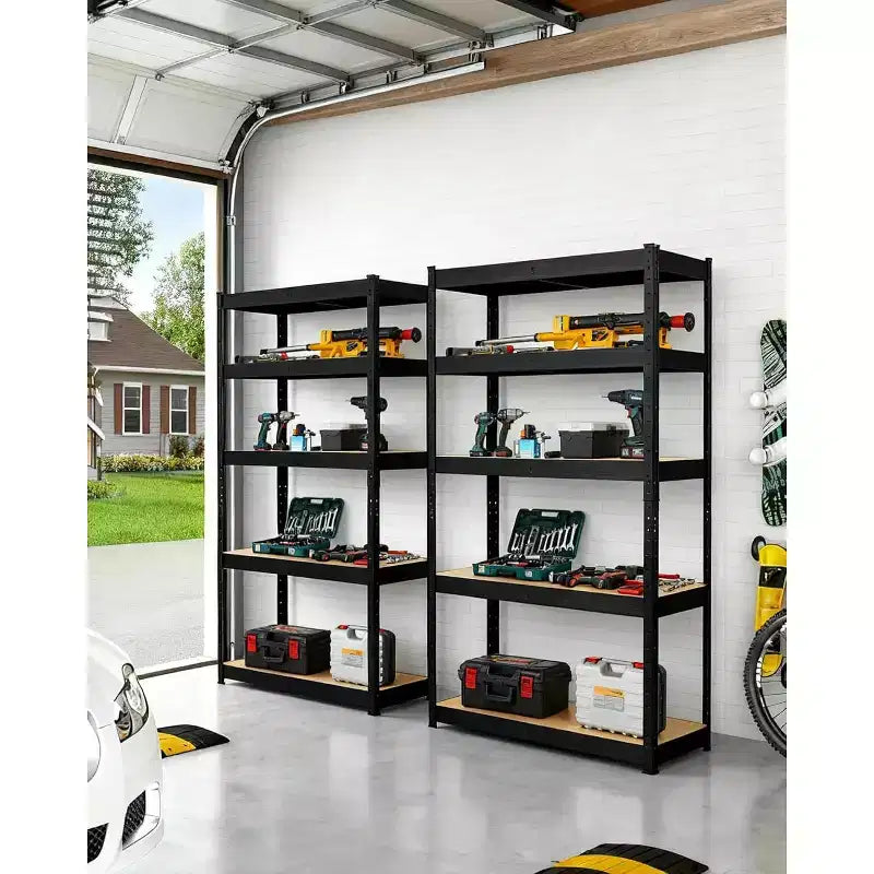 Étagère métallique robuste à 5 niveaux, étagère de rangement réglable pour garage, capacité de 907 kg pour garage, entrepôt, sous-sol