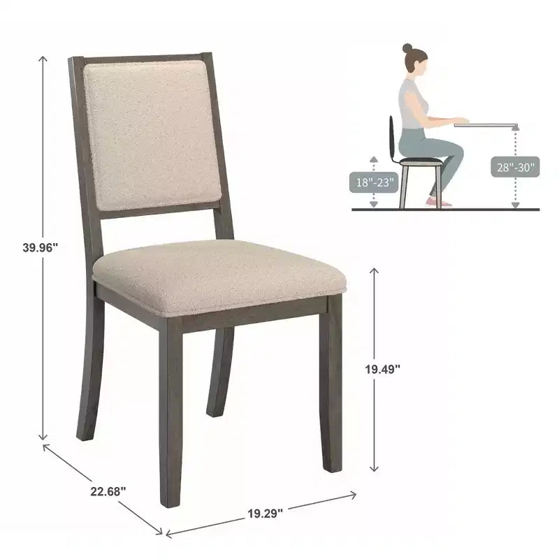 Chaise de salle à manger en tissu bouclé crème avec finition bois Fuske (lot de 2) - iNSPIREQ