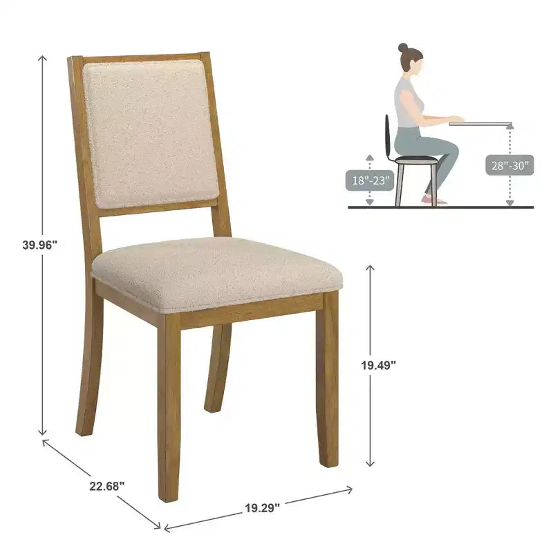 Chaise de salle à manger en tissu bouclé crème avec finition bois Fuske (lot de 2) - iNSPIREQ