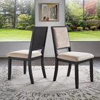 Chaise de salle à manger en tissu bouclé crème avec finition bois Fuske (lot de 2) - iNSPIREQ