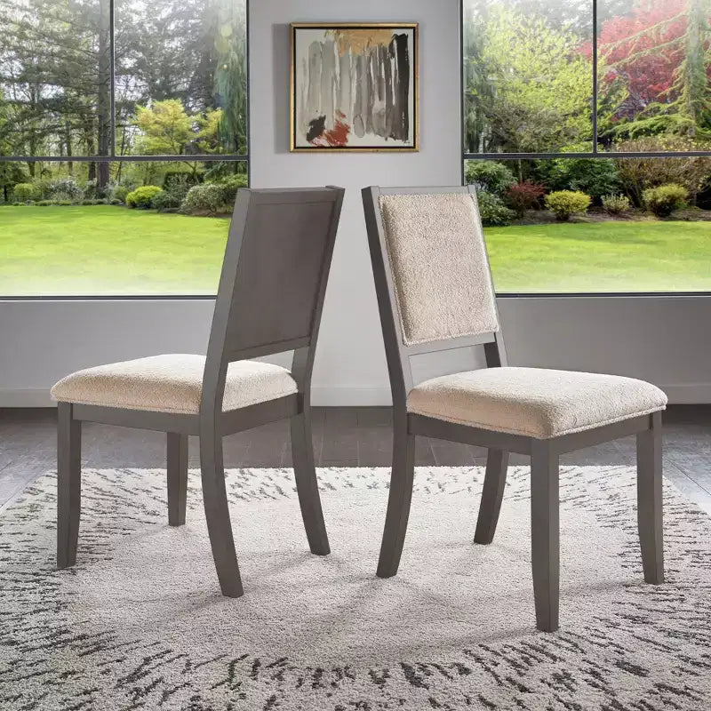 Chaise de salle à manger en tissu bouclé crème avec finition bois Fuske (lot de 2) - iNSPIREQ